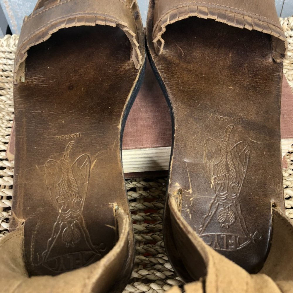 Fly London Mexu Leather Ankle Fringe Sandal Sz 36, US 5.5 - 6 - Picture 4 of 15